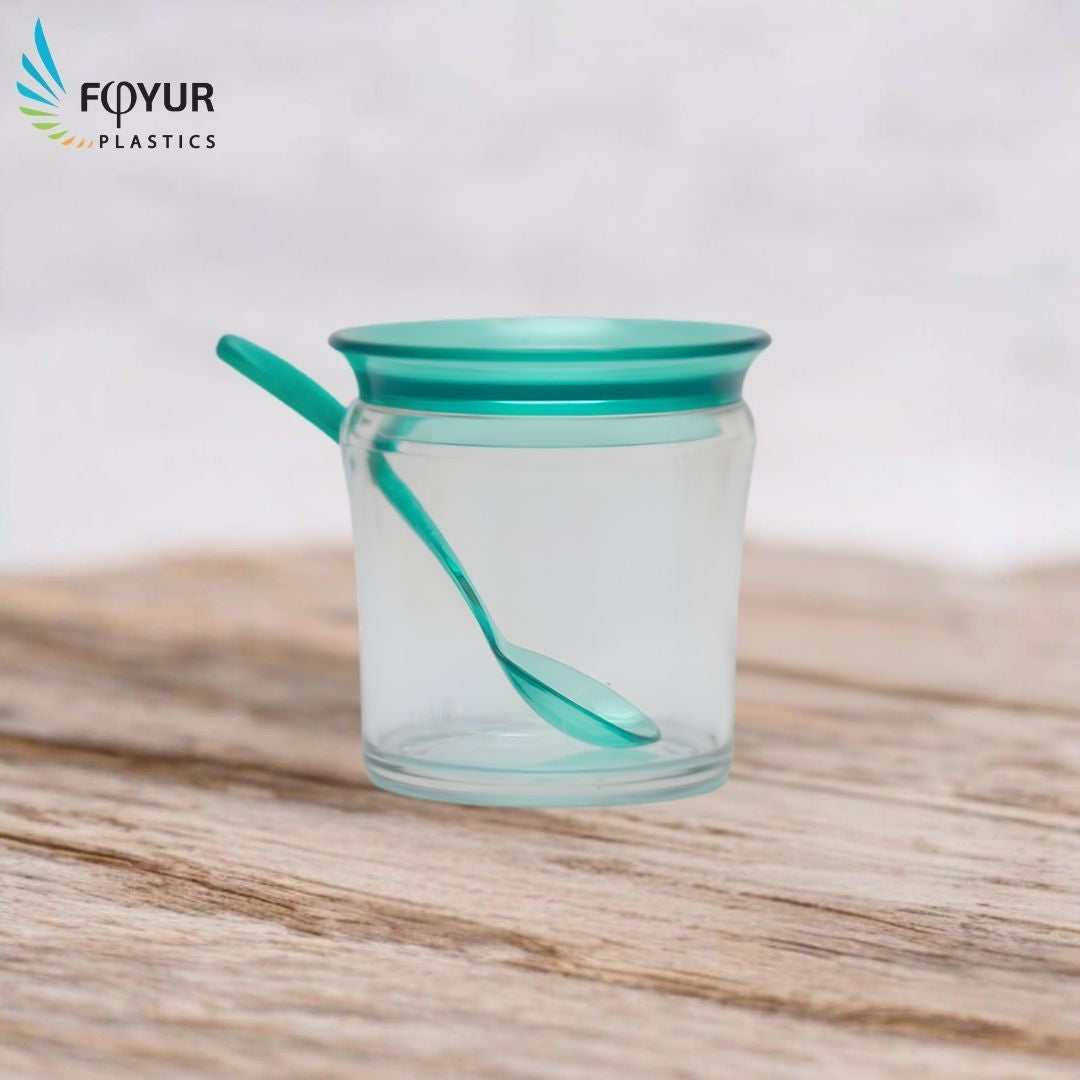 Foyur Plastic Storage Jar with Lid & Spoon