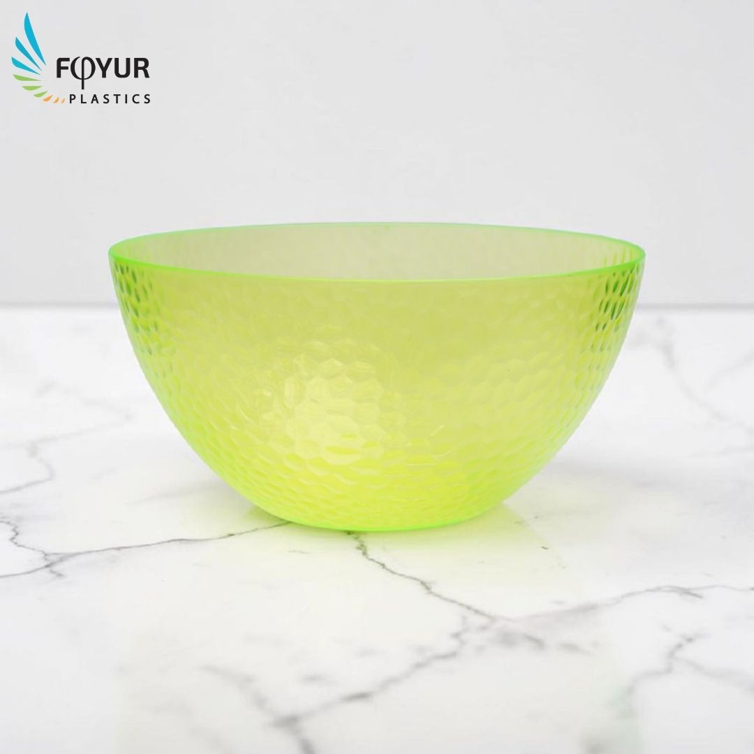Textured Plastic Serving Bowl in Lime Green