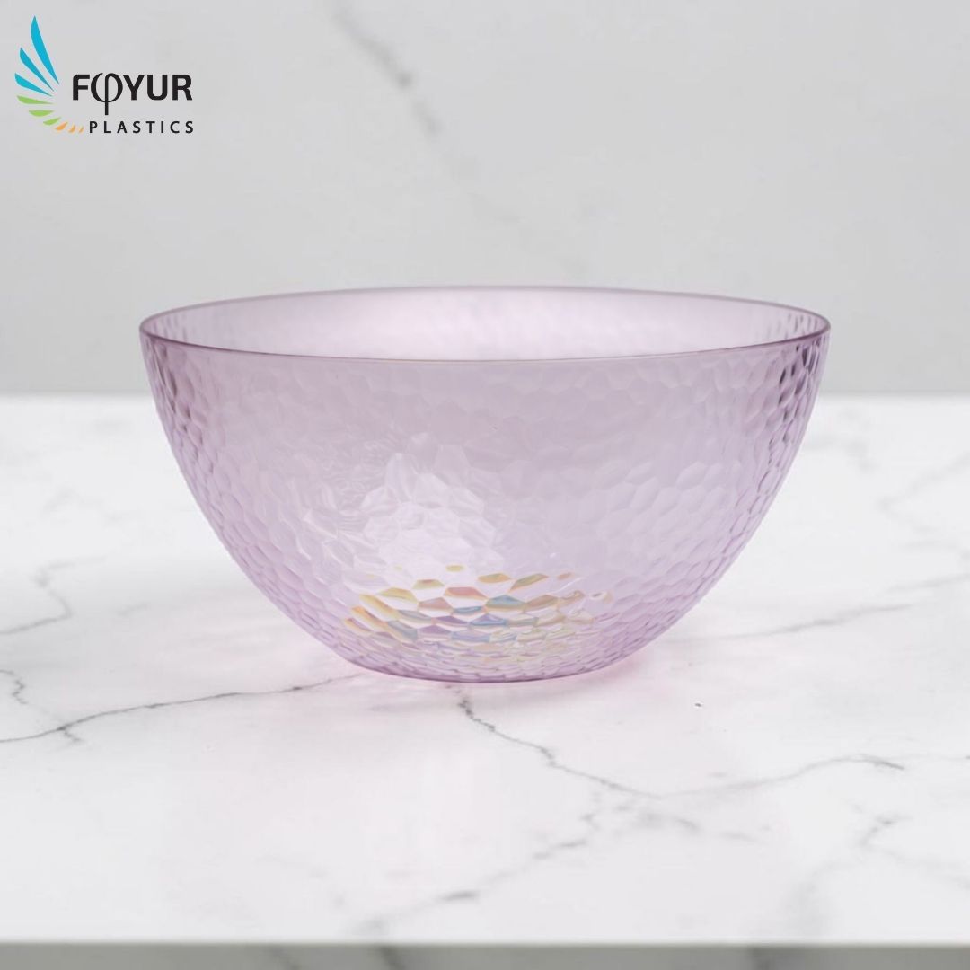 Textured Plastic Serving Bowl in Lilac