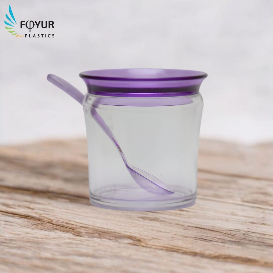 Foyur Plastic Storage Jar with Lid & Spoon in Purple