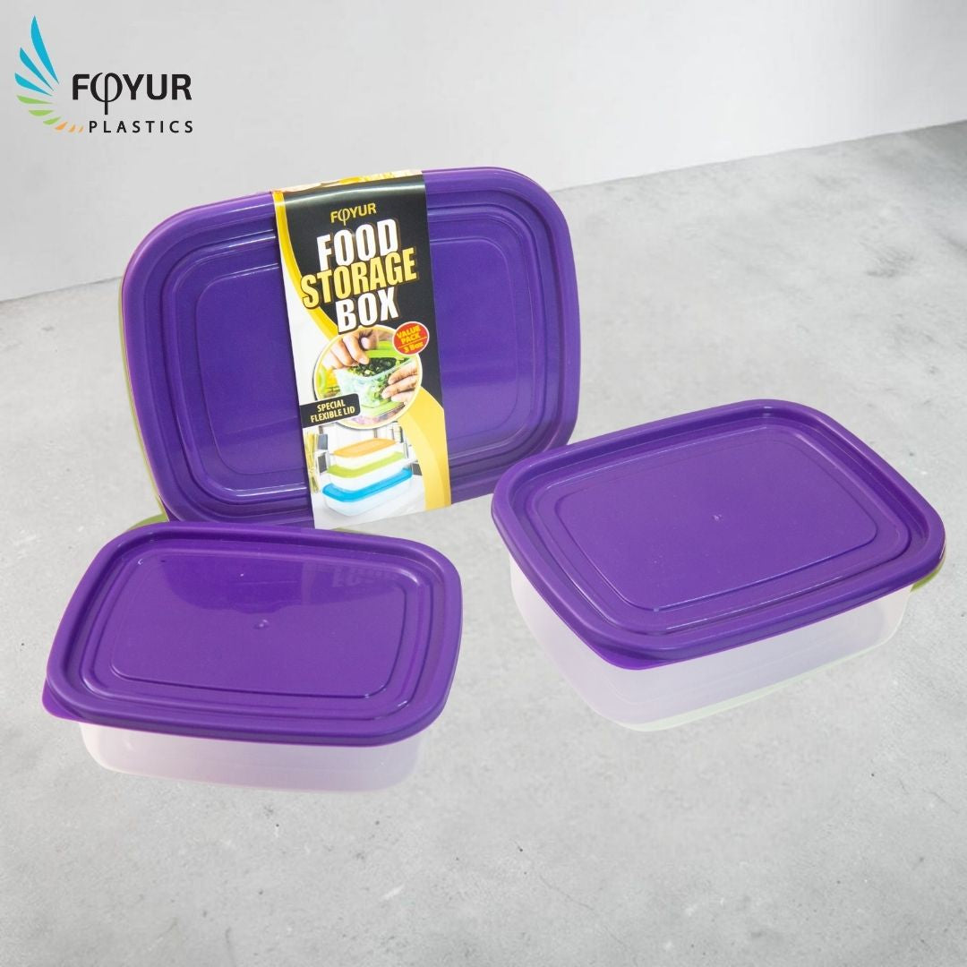 Foyur 3-Piece Plastic Food Storage Container Set