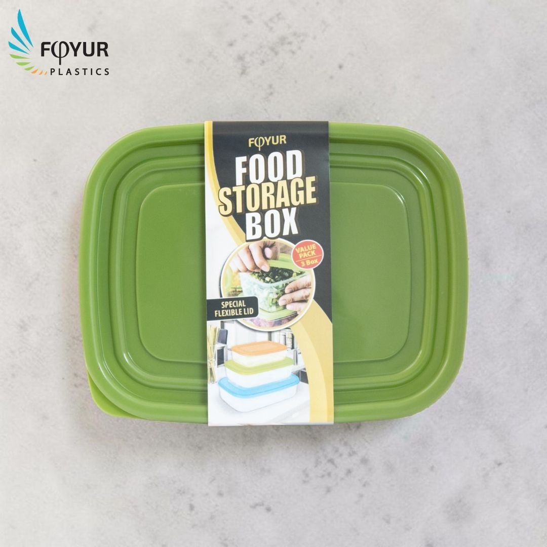 Foyur 3-Piece Plastic Food Storage Container Set